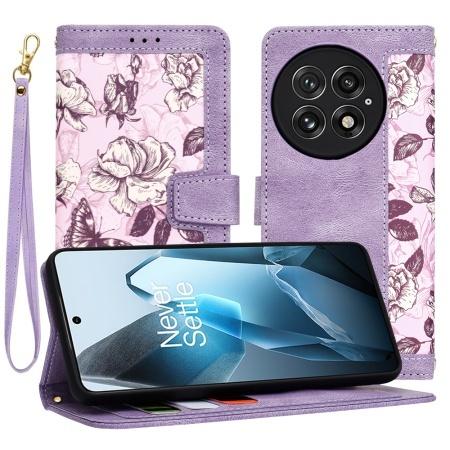 Husa pentru OnePlus 13, SKYDDAR INNOVATION, Flipcraft din Piele Ecologică, Stand Integrat, Buzunare pentru Carduri, set cu sticker, Mov