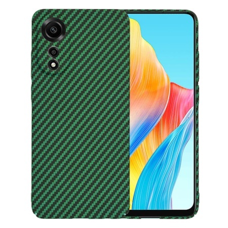 Husa pentru Oppo A78 4G, SKYDDAR INNOVATION, textura carbon, Carbonite FiberShell, set cu sticker, Verde,