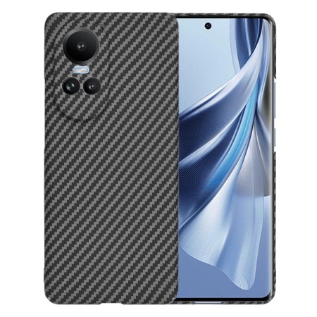 Husa pentru Oppo Reno10 / Reno10 Pro, SKYDDAR INNOVATION, textura carbon, Carbonite FiberShell, set cu sticker, Negru,