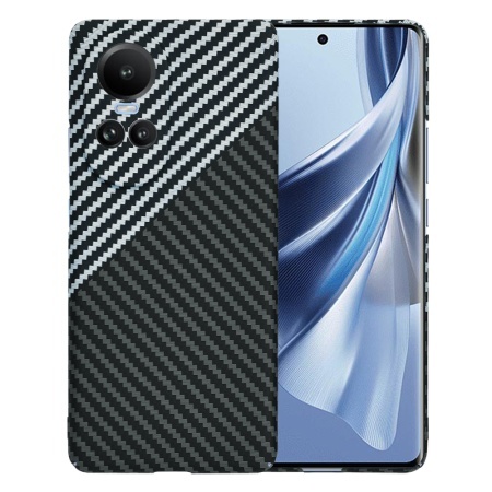 Husa pentru Oppo Reno10 / Reno10 Pro, SKYDDAR INNOVATION, textura carbon, Carbonite FiberShell, set cu sticker, Gri,