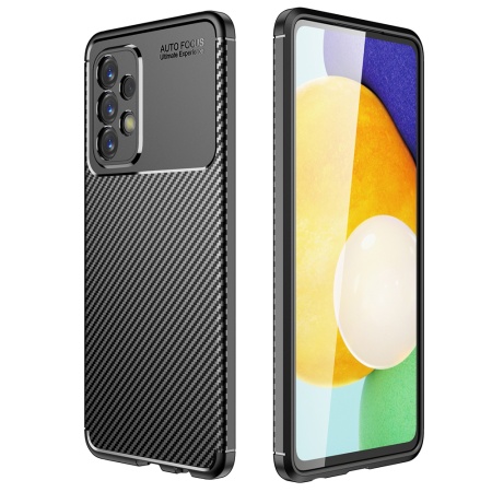 Husa pentru Samsung Galaxy A23 / Galaxy A23 5G, SKYDDAR INNOVATION, CarbonFiber, Antisoc, Negru, set cu sticker