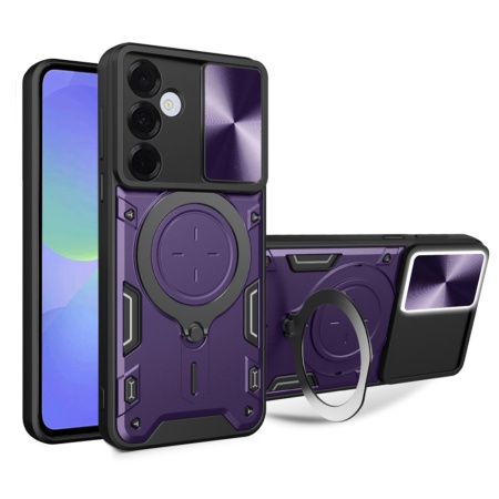 Husa pentru Samsung Galaxy A36 5G, SKYDDAR INNOVATION, CamGuard Pro, Inel Magnetic, Protectie Camera, set cu sticker, Mov