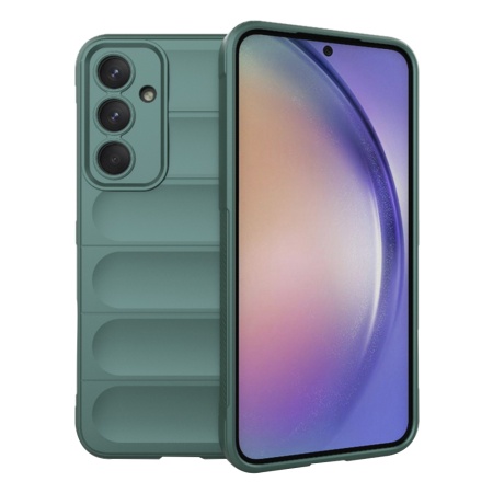 Husa pentru Samsung Galaxy A54, SKYDDAR INNOVATION, Magic Shield, din Silicon Mat, set cu sticker, Verde