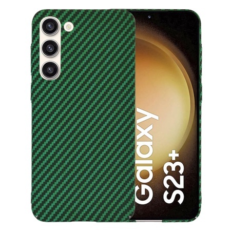 Husa pentru Samsung Galaxy S23 Plus, SKYDDAR INNOVATION, textura carbon, Carbonite FiberShell, set cu sticker, Verde,