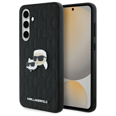 Husa pentru Samsung Galaxy S24 FE, Hardcase Leather Monogram, Karl Lagerfeld - Negru Karl&Chaoupette