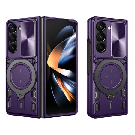 Husa pentru Samsung Galaxy Z Fold5, SKYDDAR INNOVATION, CamGuard Pro, Inel Magnetic, Protectie Camera, set cu sticker, Mov