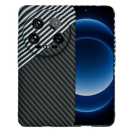 Husa pentru Xiaomi 14 Ultra, SKYDDAR INNOVATION, textura carbon, Carbonite FiberShell, set cu sticker, Gri,