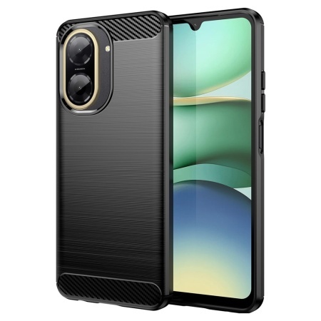 Husa pentru Xiaomi Redmi A5 4G (Regional), SKYDDAR INNOVATION, Carbon Silicone, din Silicon Slim, cu textura Fibra Carbon, set cu sticker, Negru