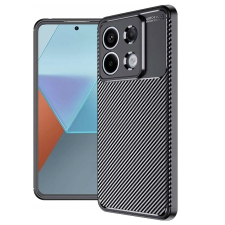 Husa pentru Xiaomi Redmi Note 13 Pro 5G / Poco X6, SKYDDAR INNOVATION, CarbonFiber, Antisoc, Negru, set cu sticker