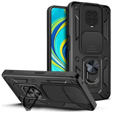 Husa pentru Xiaomi Redmi Note 9 Pro / Redmi Note 9S / Redmi Note 9 Pro Max cu inel magnetic si protectie camera Skyddar CamShield - Negru