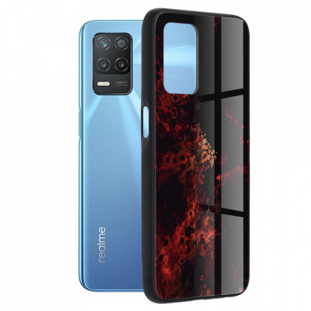 Husa Realme 8 5G cu sticla securizata, Techsuit Glaze - Red Nebula