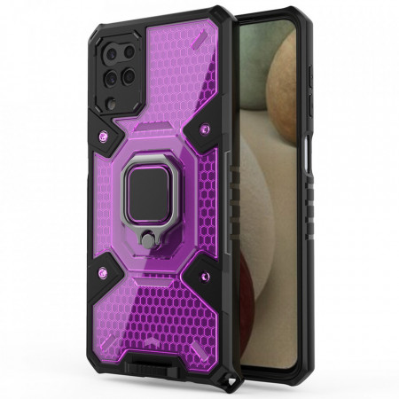 Husa Samsung Galaxy A12 cu inel, Techsuit Honeycomb - Rose-Violet