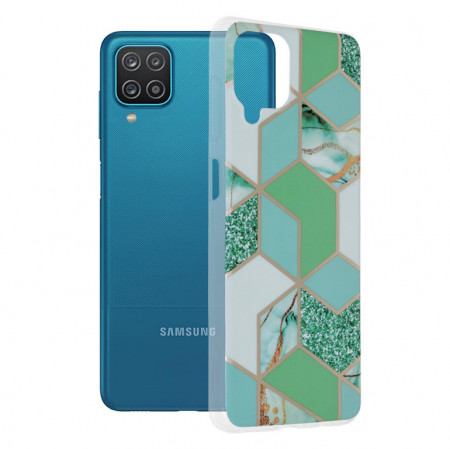 Husa Samsung Galaxy A12 Marble Series, Techsuit - Green Hex