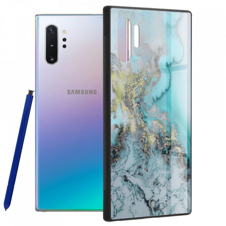 Husa Samsung Galaxy Note 10 Plus cu sticla securizata, Techsuit Glaze - Blue Ocean