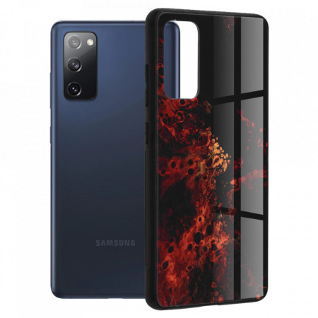Husa Samsung Galaxy S20 FE cu sticla securizata, Techsuit Glaze - Red Nebula