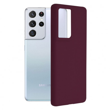 Husa Samsung Galaxy S21 Ultra din silicon moale, Techsuit Soft Edge - Plum Violet