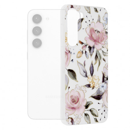 Husa Samsung Galaxy S23 Plus Marble Series, Techsuit - Chloe White