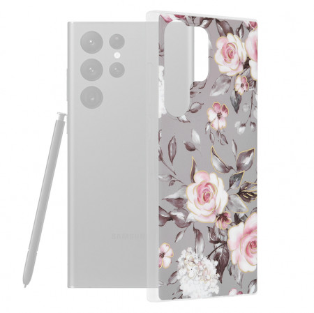 Husa Samsung Galaxy S23 Ultra Marble Series, Techsuit - Bloom of Ruth Gray