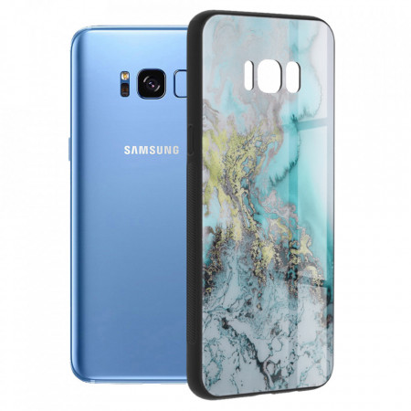 Husa Samsung Galaxy S8 Plus cu sticla securizata, Techsuit Glaze - Blue Ocean