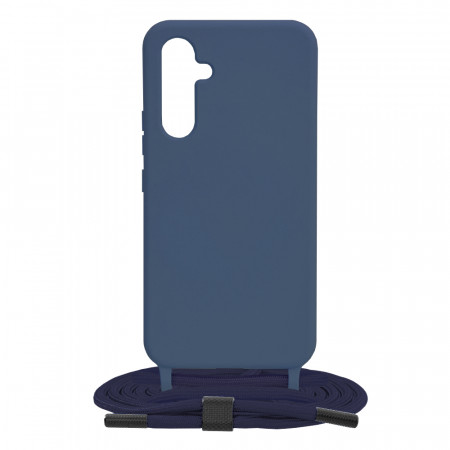 Husa silicon Samsung Galaxy A54 cu snur, Techsuit Crossbody Lanyard - Albastru