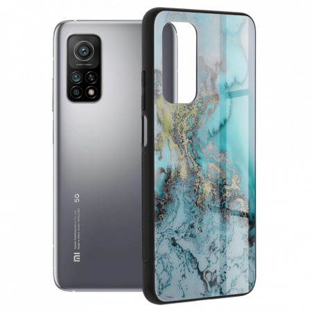 Husa Xiaomi Mi 10T cu sticla securizata, Techsuit Glaze - Blue Ocean