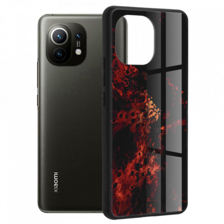 Husa Xiaomi Mi 11 cu sticla securizata, Techsuit Glaze - Red Nebula