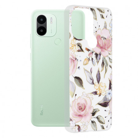 Husa Xiaomi Redmi A1+ / Redmi A2+ din silicon, Techsuit Marble - Alb