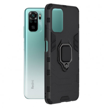 Husa Xiaomi Redmi Note 10 cu inel, Techsuit Silicone Shield - Negru