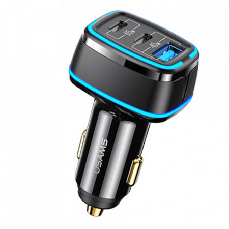 Incarcator Auto cu 1x USB si 1x Type-C, 5A, 105W, USAMS (US-CC141) - Negru