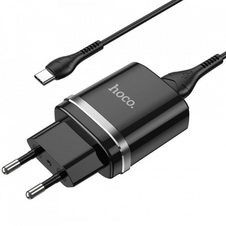 Incarcator priza (N1 Ardent), USB-A, 10W, 2.4A cu cablu USB-A to USB Type-C Cable 1.0m, HOCO - Negru