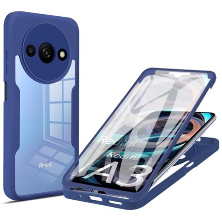 [Pachet 360°] Husa + Folie pentru Xiaomi Redmi A3, SKDR ColorShield 360° - Albastru