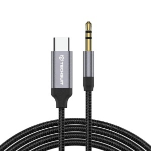 Adaptor Audio Premium FuseXound AC11, SKYDDAR INNOVATION, Type-C la Jack 3.5mm, Hi-Fi DAC, 0.5m, set cu sticker, Gri