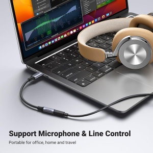 Adaptor Audio Type-C la Jack 10cm, Ugreen AV161, Gri - Img 4