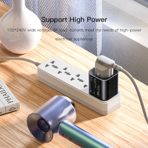 Adaptor de priza universal, Travel, EU, UK, US, AUS, 3.4A, ABS, Yesido, Alb - Img 4