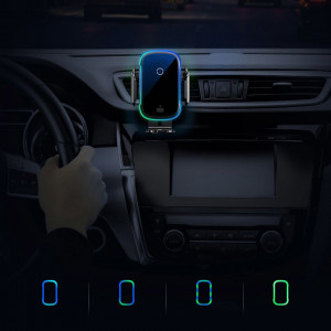 Baseus - Light Electric Car Holder (WXHW03-01) with Wireless Charging, 15W for Dashboard / Windshield / Air Vent - Black - Img 8