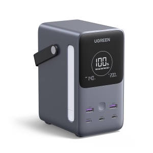 Baterie Externa cu Display Digital, 48000mAh, 2x USB, 3x Type-C, 300W, QC, PD, 5V/3A, Ugreen PB770 - Gri - Img 2