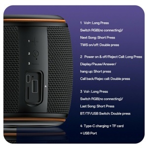 Boxa portabila, Bluetooth 5.3, 8W, 1200mAh, USB, TF Card, Yesido, Negru - Img 2