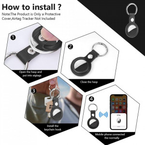 Breloc pentru Apple AirTag din piele, Skyddar Leather Tag - Negru - Img 5