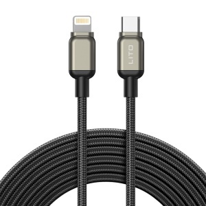 Cablu de Date cu Mufe USB-C si iPhone - Lito (LD17) - Black