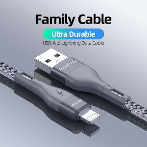 Cablu de Date Lightning Fast Charging 2.4A, 12W, 480Mbps, 2m - Duzzona (A7) - Grey - Img 3