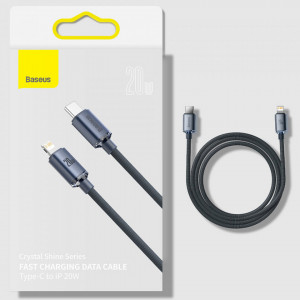 Cablu de date Type-C la Lightning, 20W, 1.2m, Baseus Crystal Shine (CAJY000201) - Negru - Img 7