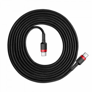 Cablu de Date Type-C la Type-C, 3A, 1m - Baseus Cafule (CATKLF-G91) - Red / Black - Img 3