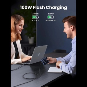 Cablu de Date USB-C la Type-C, PD100W, 5A, 480Mbps, 1m, Ugreen L512 - Space Gray - Img 4