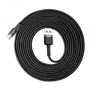 Cablu de Date USB Type-C, 2A, 3m, Baseus Cafule - Gri Inchis - Img 4