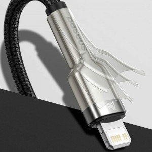 Cablu Type-C la Lightning, 20W, 25cm - Baseus Cafule Series Metal (CATLJK-01) - Black - Img 3
