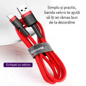 Cablue de date USB la Lightning, 2.4A, 0.5m, Cafule Baseus - Gri Negru - Img 8