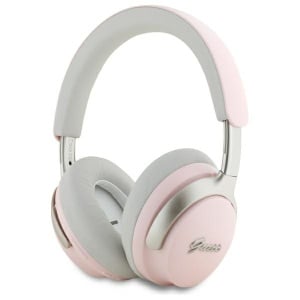 Casti Wireless Bluetooth cu ANC, Guess, Design On-Ear, Piele Eco, Wireless Headphones Metal Script Logo, Roz