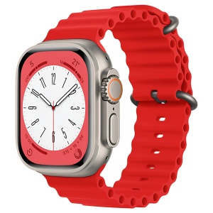Curea pentru Apple Watch 42/44/45/46/49mm din Silicon, set cu sticker, Model W38, Rosu