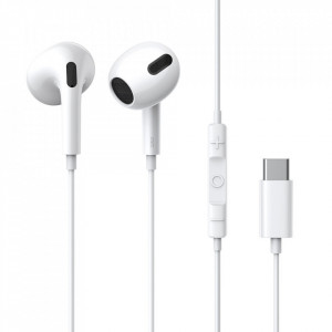 Encok C17 Wired Earphones (NGCR010002) - Type-C Connector with Microphone, 1.1m - White - Img 1