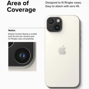 Folie camera iPhone 15 / 15 Plus, Ringke Camera Styling - Black - Img 6